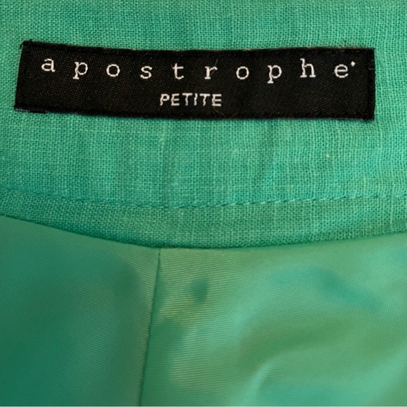 Apostrophe women’s linen blend midi A-line paisley embroidered skirt in green. - Picture 6 of 7